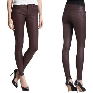 AG Adriano Goldschmied The Legging Super Skinny Coated Leatherette Jeans Sz 28R